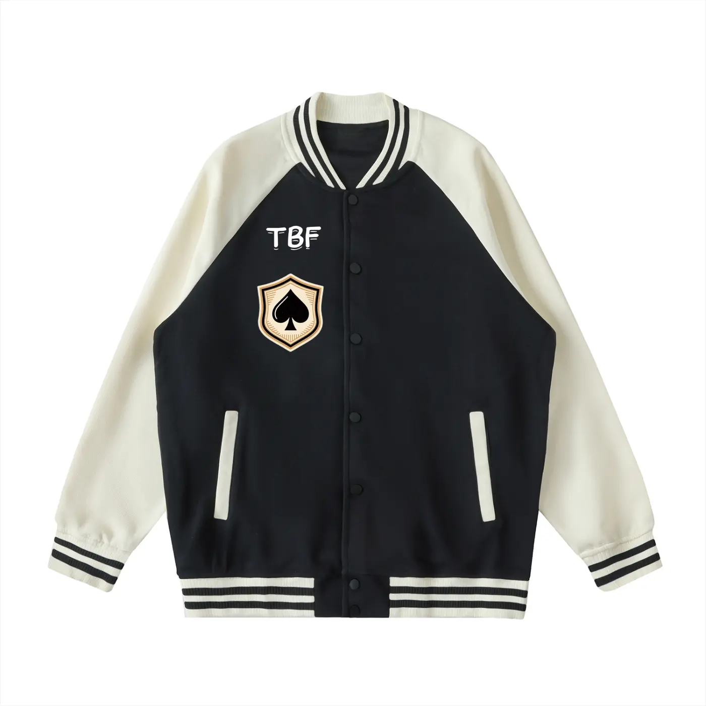 Spade Two Tone Raglan Sleeve Varsity Jacket