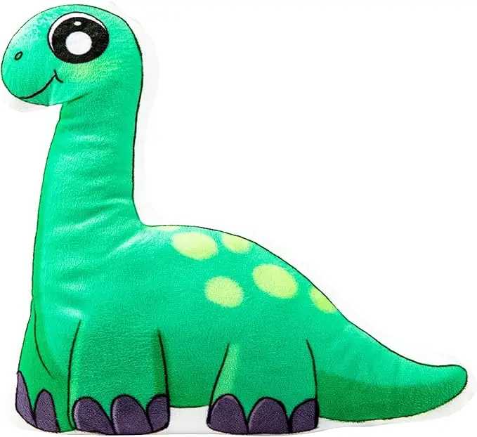 PILLOWABLE – 12” Brontosaurus Pillow, Cute Animal Shape, Mini Hug Pillow for Kids, Fun & Decorative Toddler Throw Pillow