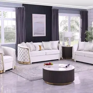 Athena Livingroom Set - White Sofa & Loveseat Set, 3-Piece Modern Design, Elegant Style, Cream Sofa with Round Frame and Decorative Accents