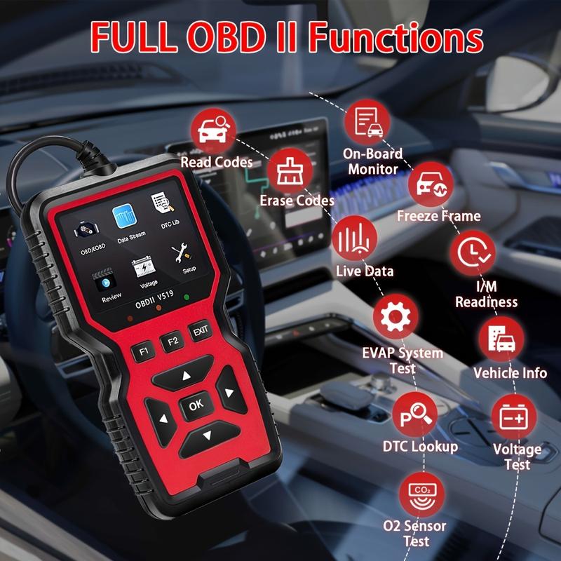 V519 Car OBD2 Scanner Diagnostic Tool Code Reader with Real-Time Battery Voltage Testing & Engine Fault Code Scanner for Professional Diagnosis
