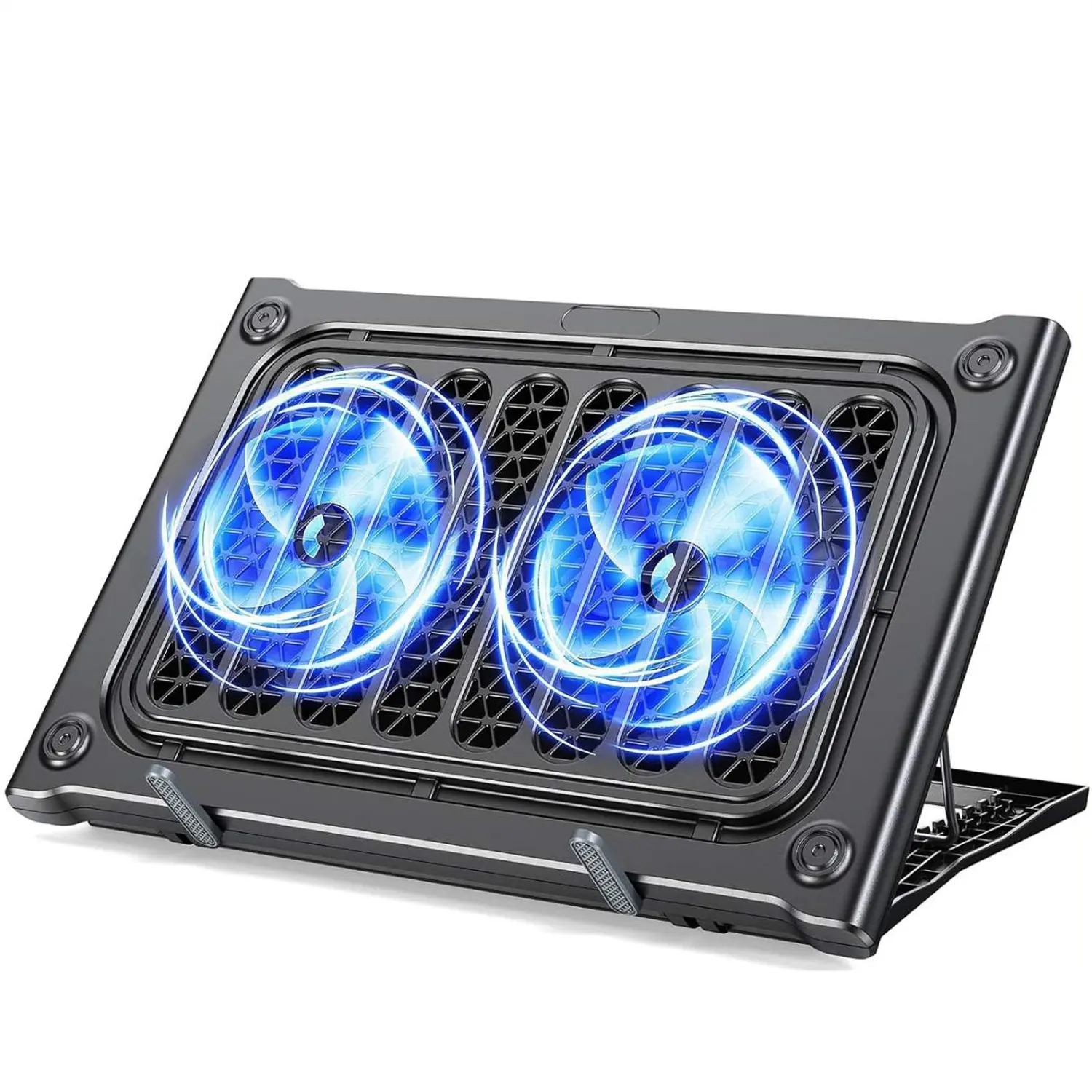 Laptop Cooling Pad with Quiet Fans & USB Power, Height-Adjustable Gaming Cooler Stand for 13-15.6 in Laptops