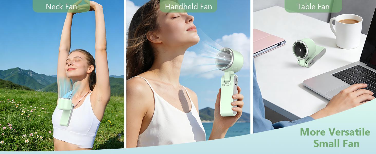 Portable Handheld Turbo Fan,5 Gear Wind, Battery Operated,3 IN 1 Hand Fan for Travel/Camping/Outdoor (Ideal Gift for Women & Men)
