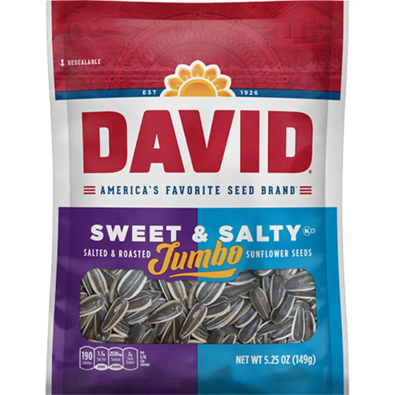 David Jumbo Sweet & Salty Roasted Sunflower Seeds (6-Pack, 5.25oz Each) - US Crunchy Satisfying Deliciously Addictive Snack for Gatherings, Crunchy, Satisfying, And Deliciously Addictive