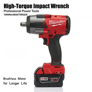 Milwaukee M18 FMTIWF12 18V 1/2-Inch 1/2-inch 1000NM High Torque Impact Wrench, Designed For Industrial Maintenance, Construction Sites, Heavy Machinery Repair And Vehicle Maintenance, With Adjustable Speed And Impact Frequency for Efficient Operation.