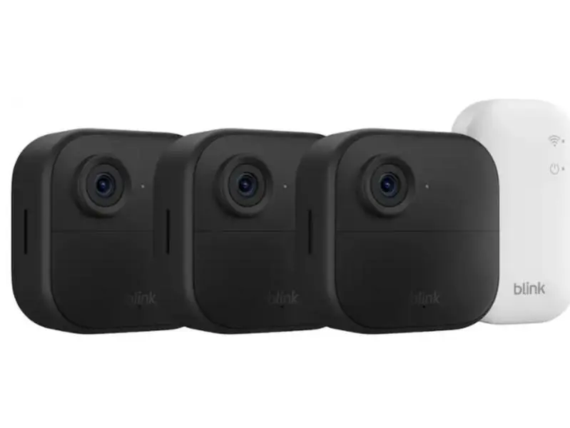 Blink - Outdoor 4 – Wireless smart security camera, two-year battery life, 1080p HD. Sync Module Core included – 3 Cameras - Black Model: B0DHLQT3CGSKU: 6625859