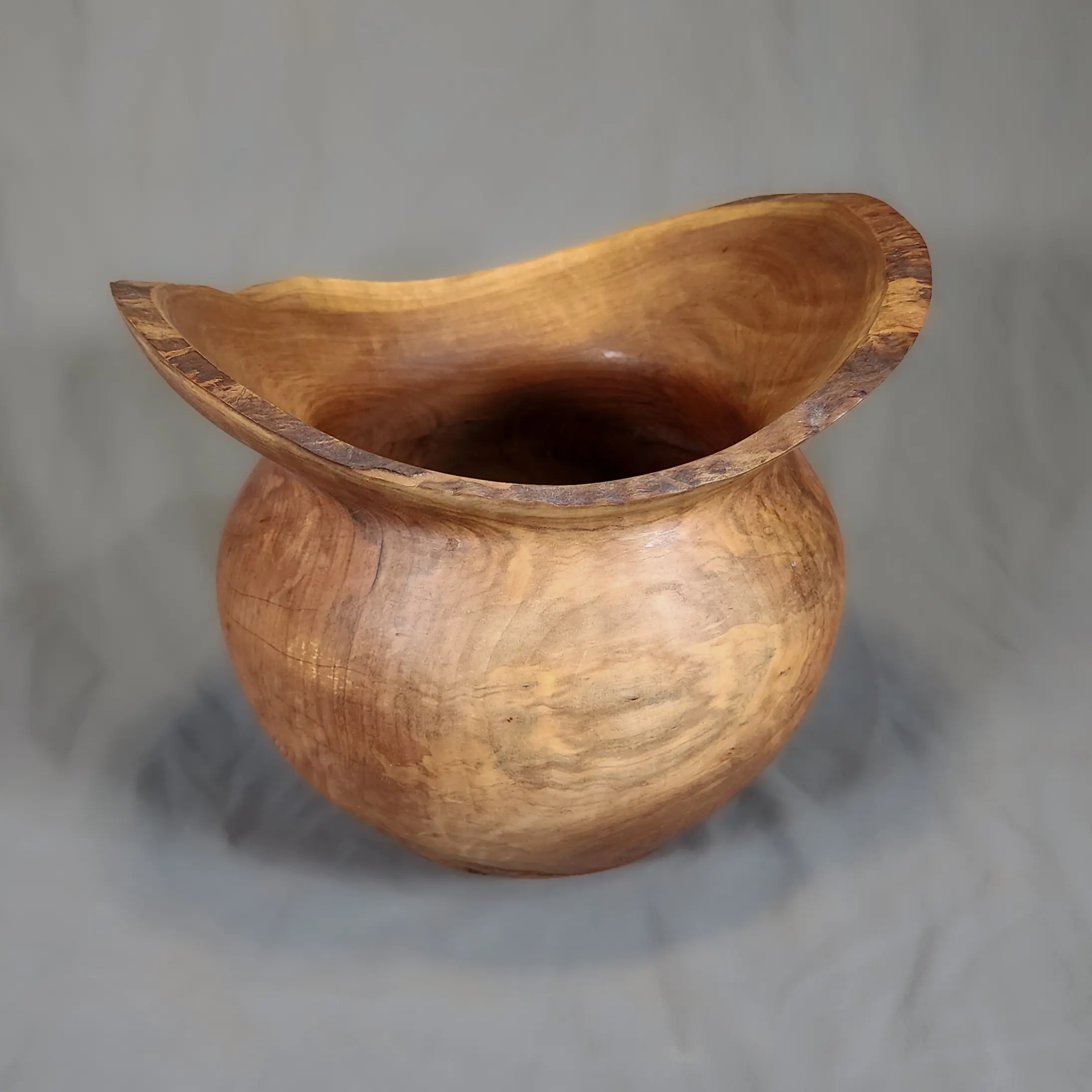 Hand Turned Basswood Vase #V106 - Unique Handcrafted Design with Natural Wood Grain