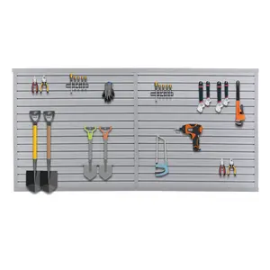Donext Heavy Duty PVC Slatwall Garage Organizer 8ft x 4ft Section with 10 Panels Industrial Strength Storage Charcoal Dark Grey Color Wall Mounted Tool Rack System