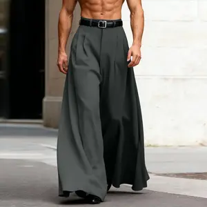 INCERUN Men's Androgynous Wide Leg Skirt Pants Genderless Avant-Garde