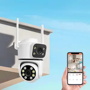 360° Dual Visions Security Camera, HD Dual Lens Two-Way Audio Waterproof Security Camera, Motions Detection Full Color Day & Night Camera for Indoor & Outdoor, Wifi Security Cam