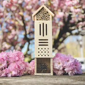 212 MAIN Multi-Compartment Wooden Insect House (Model 5065) - Pollinator Shelter for Bees & Butterflies, Stake or Hang Garden Decor, Eco-Friendly Gift for Home Improvement & Beekeeping Needs