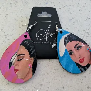 Hand-Painted Indigenous Dancers Teardrop Earrings
