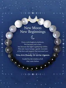 Moon Phase Crystal Bracelet, Lunar Energy Healing Jewelry, Cleanse & Inner Peace Bangle, Casual Daily Wear Gift for Her