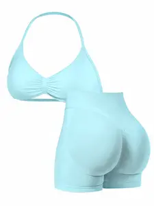 New Women's Sporty Yoga Set, Sports Activewear Set, Fitness Clothes, High-Waist Tight-Fitting Shorts and Tank Top, Summer Fitnessfor Running and Gym