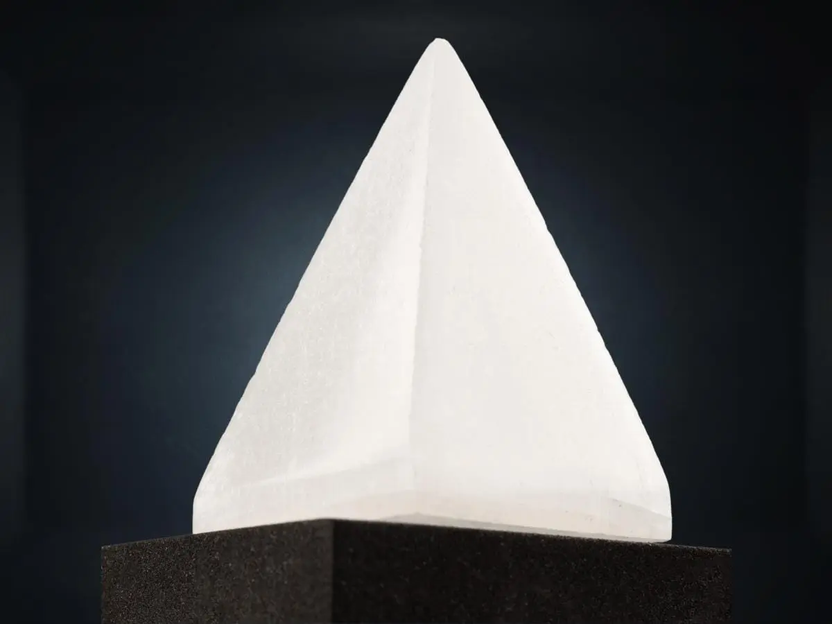 2.25" Selenite Pyramid, Healing Crystal for Cleansing, Meditation, Reiki, Protection, Energy Work, Crystal Decor, Spiritual Tools & Gifts