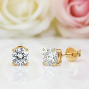 10k Yellow Gold 0.5 Ct Round Diamond Option Stud Earrings