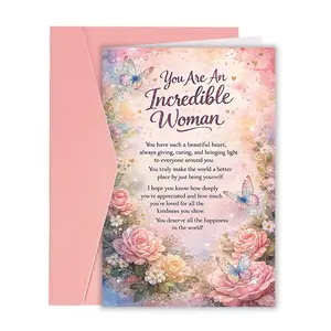 1PC Beautiful Inspirational Greeting Card for Women with Flowers and Butterflies • Perfect for Mother's Day, Birthday, or Appreciation Gifts to Friends, Family, and Loved Ones • Paper, English Language