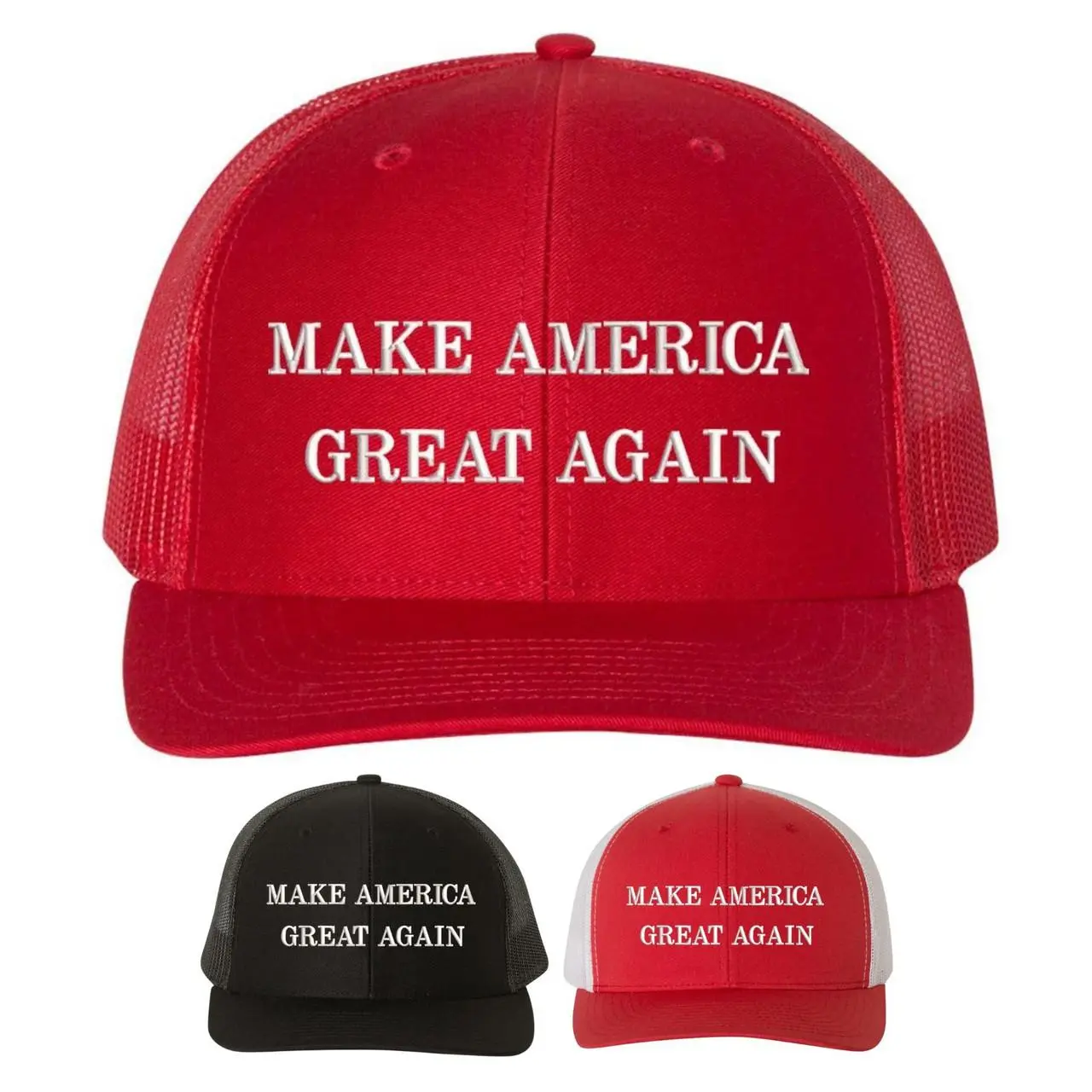Unisex Trump 2024 MAGA Trucker Hat, Embroidered Logo Slogan Make America Great Again Mesh Snapback Cap with Snapback Closure & Adjustable Strap, 1 Size Fits All (Sports & Outdoor Accessory), One Size Fits All
