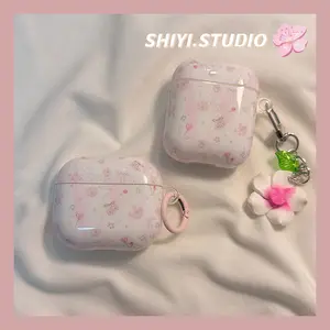 Small fresh pink and white smudge floral application AirPods4 protective case new Pro2 Apple earphone case niche ins1/2 generation Bluetooth 3rd generation AirPods Pro 3rd generation soft anti-drop protective case