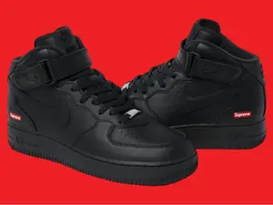 Nike Air Force 1 Mid Supreme Black FZ8784-001 Men's Shoes NEW Athletic Sneakers