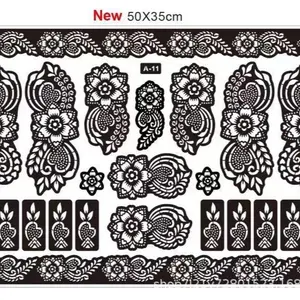 Henna Stickers, Mehndi PC of 10 Mix of All Three Designs - Red and Black