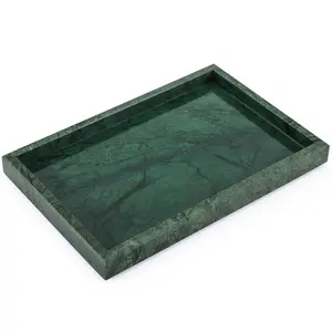 Marble Tray for Bathroom,100% Natural Marble Stone Vanity Tray for Kitchen,Home Deco,Vanity. Blackish Green 12"x 8" x1.2"