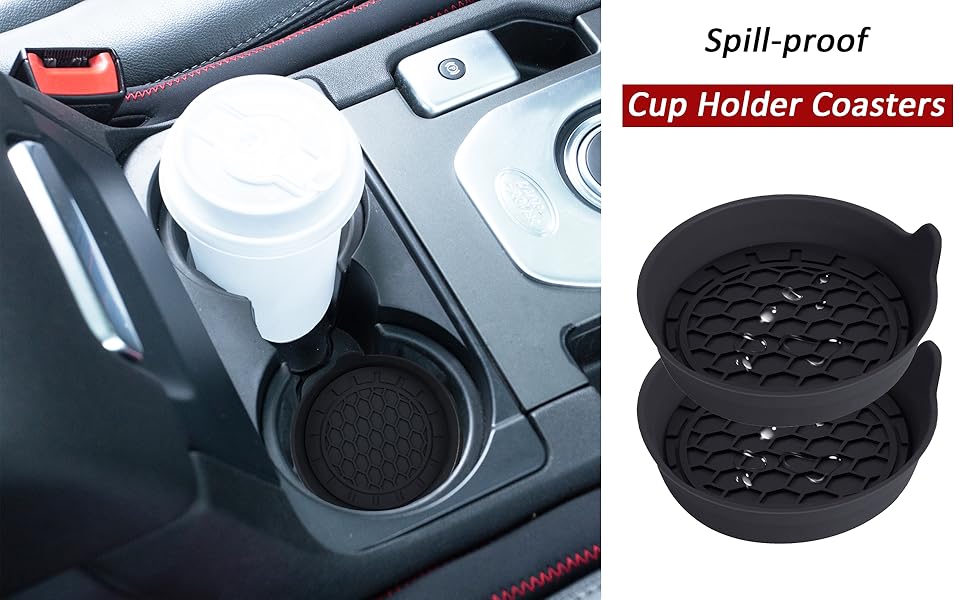 4-Pack Silicone Universal Coasters for Car Cup Holders, Deep Cup Shape, Water-Resistant, High-Temperature-Resistant, Non-Slip, Easy-to-Clean, Scratch-Proof, Unique Finger Slot Design for Cars, SUVs, Boats