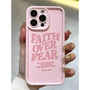 The Eye-Catching Words "FAITH OVER FEAR" Phone Case Suitable For Compatible With Iphone 17,16, 15, 14, 13, 12, 11, PRO MAX,PRO , PLUS,17Air,16E,As Well As Galaxy S25/24/23/22 Ultra/Plus