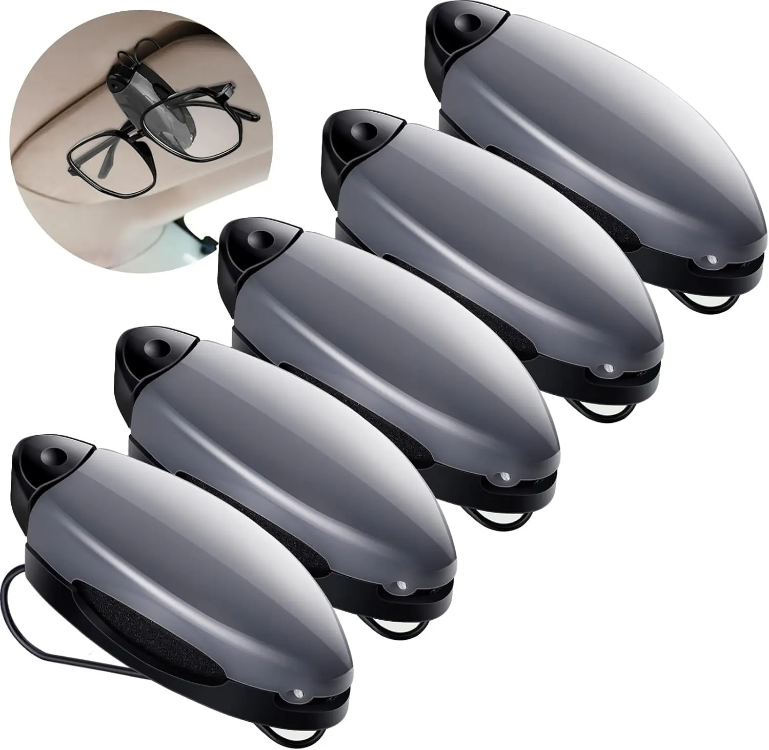 5 Pieces Auto Car Vehicle Sun Visor Clip Holder Sunglasses Holder for Eyeglasses Mount Ticket Card Clip Glasses Holder for Car Accessories(Gray)
