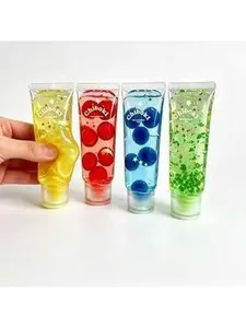 Crystal Toothpaste Jelly Squishy, Clear Fruit Bead Squeeze Tube ASMR Stress Relief Slow Rebound Kawaii Sensory Fidget Toy for Adults & Kids
