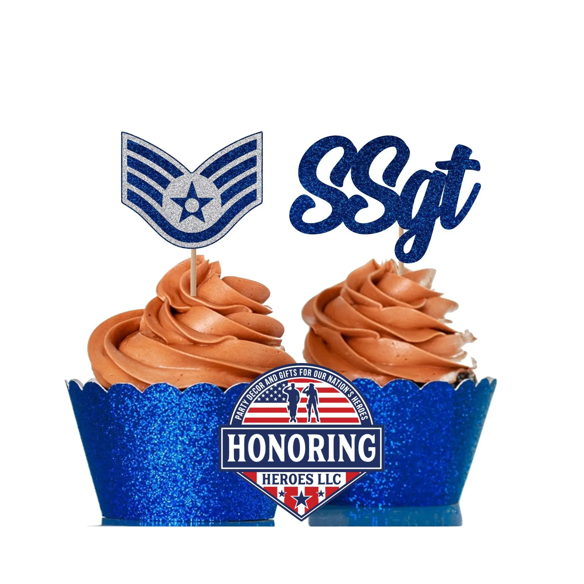 Air Force Enlisted Rank Emblem and Text Cupcake Toppers NO SHED!