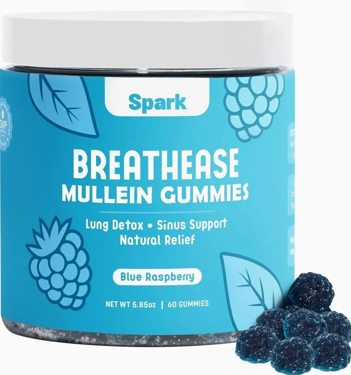 Mullein Gummies for Lungs - Lung Detox Gummies - Daily Respiratory Health Support - Cleanse for Smokers - Allergy, Sinus, and Mucus Relief - Mullein Leaf Extract for Lungs