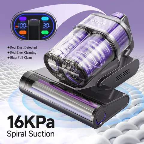 FEPPO Mattress Vacuum Cleaner PRO, 4-in-1 16Kpa Bed Vacuum with UV-C Light, 140°F Heat, HEPA Filter, Ultrasonic & 40,000 BPM, Handheld Vacuums Cleaner for Bed, Sofa, Couch, Crib(Corded, 550W)