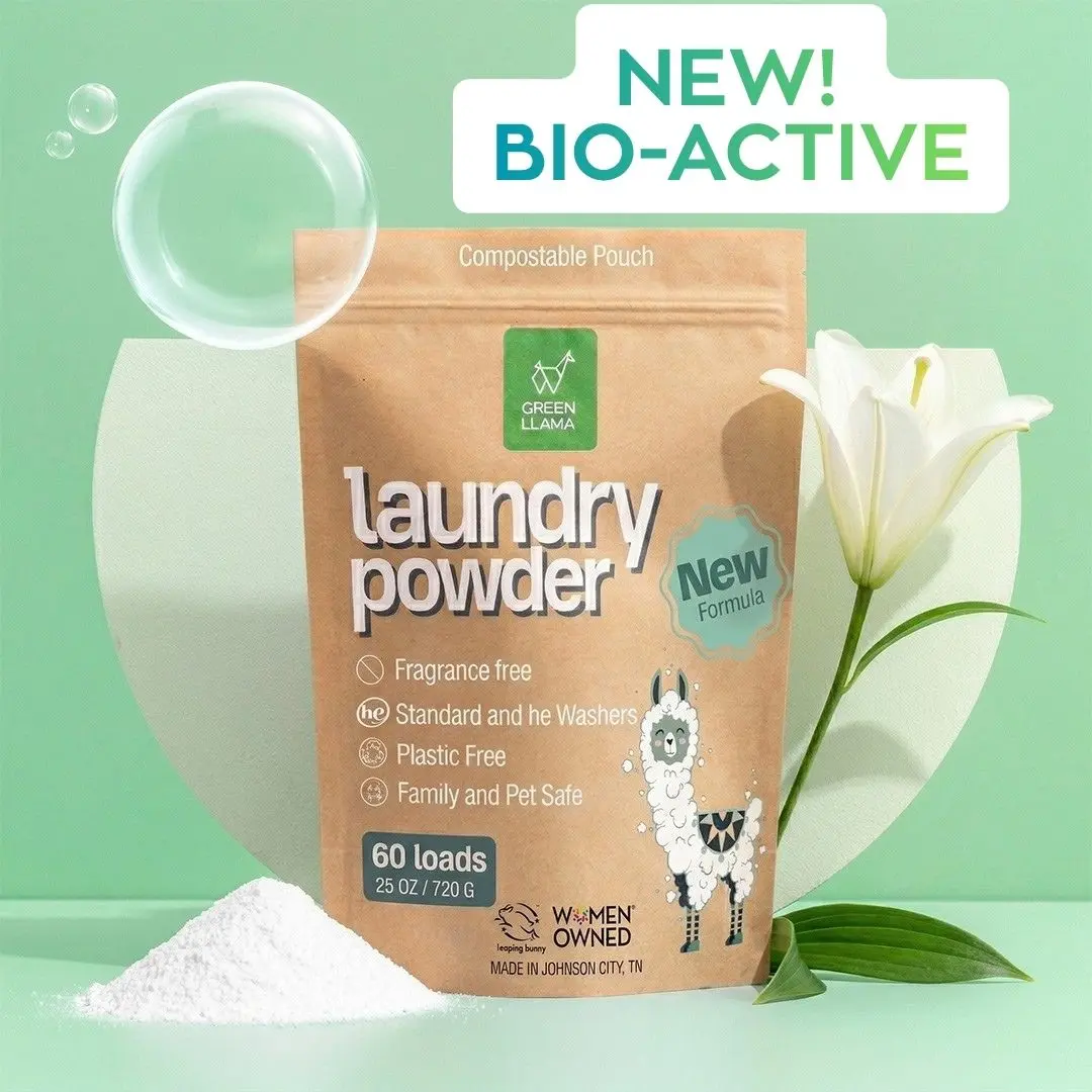 Green Llama NEW - EWG Verified Max Strength Fragrance-Free Laundry Powder (60 Loads)