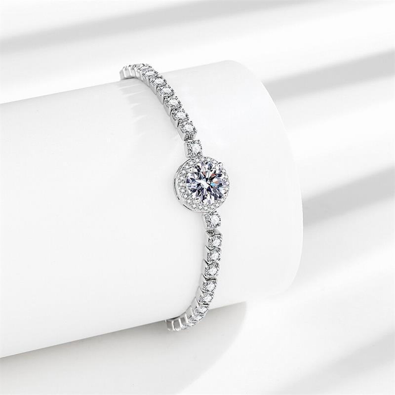 Fashionable Moissane  Silver Bracelet Jewelry Girlfriend paraiba tourmaline rough 10 karat diamond ring Christmas gift 10 karat diamond ring sterling silver ak