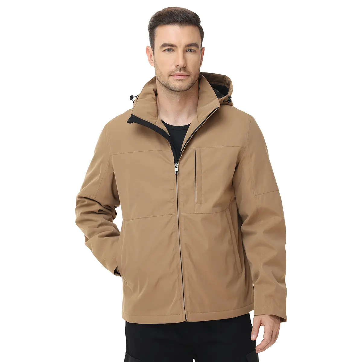 Carhartt Men's Washed Duck Active Jac Winter Hooded Work Jacket Warm Quilted Cotton Lined Heavy Duty Outdoor Coat Windproof Utility Jacket for Construction Work Hiking Fishing