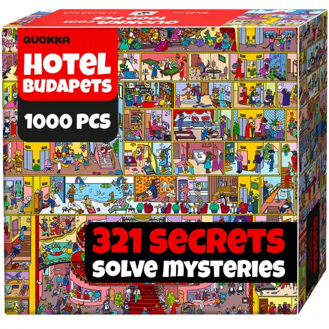 QUOKKA 1000 Piece Puzzle for Adults Hotel Wildeluxe Jigsaw Puzzles – Hidden Secrets & Audio Story – Premium Box Packaging – Extra Fun Challenges