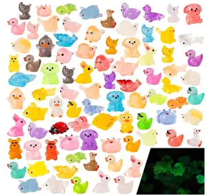 120 pcs Luminous Mini Resin Animals to Hide Glow in The Dark Figures Miniature Little Small Animal Figurines Bulk for Micro Fairy Garden Landscape Accessories Hide Crafts Decor Aquarium