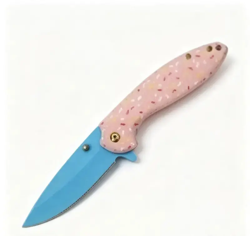 Pastel Folding Knife for Adults - 10cm Blade, Stylish, Lightweight, Pocket-Friendly EDC Tool for Camping, Fighting, Whittling, Peeling (Sports & Outdoor Knives & Tools), Companion, Multi-Purpose, Outdoor Gadgets, Steel Blade, Retractable Blade