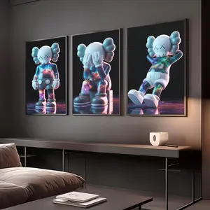 KAWS Figure Poster Set of 3,Hypebeast Graffiti Wall Art,Sneaker Culture Print,Modern Minimal Art,Room Decor,Urban Street