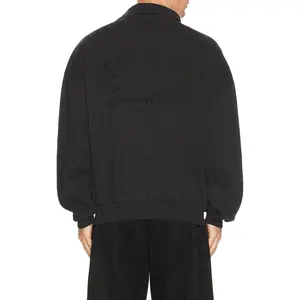 Fear of God ESSENTIALS Classic Polo Sweatshirt in Vintage Black Fear of God ESSENTIALS Classic Polo Sweatshirt in Vintage Black