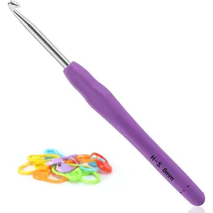 Professional Extra Long 5mm Crochet Hooks, Ergonomic Handle Set for Beginners and Experienced Lovers