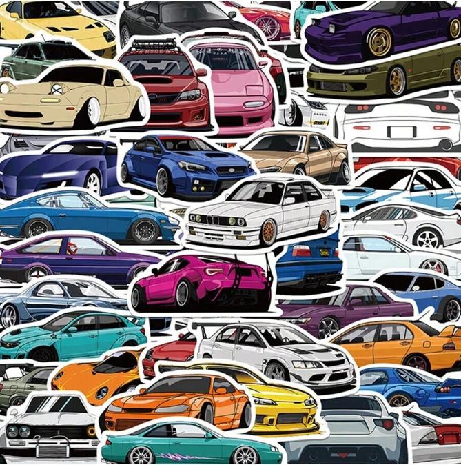 50pcs/Pack JDM Car Stickers: Self-Adhesive Seals, Stationery, Envelope, DIY Scrapbooking Supplies, Kids Gift, Teen Party Supplies, Incentives, Cute Cartoon  Aesthetic Labels, Motivators, Waterproof, Durable, Decals, Art, Fun, Decorative, Collectible
