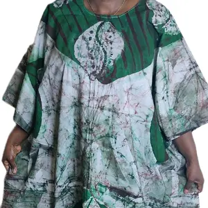 African Fashion Batik Floor Length Boubou Dress - Free Size, Kampala Casual Tie and Dye Style for Women, - Batik Long BouBou Womenswear elegant maxi Comfortable, Cotton Dress.