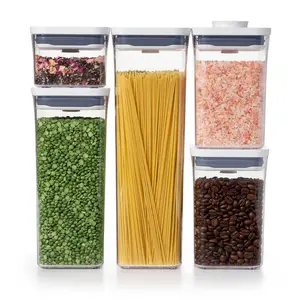 OXO POP 5pc Plastic Airtight Food Storage Container Set White: Kitchen Canisters, Dishwasher-Safe
