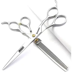 SHARONDS 7.5 Inch Stainless Steel Professional Barber Scissors Hair Thinning Scissors Hairdresser or Home Hairdresser Variant/Hybrid (7.5 inch-2pc)