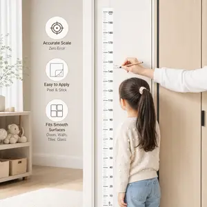 Height Measurement Wall Sticker, Precise Clear Scale Writable Removable PVC Sticker for Smooth Home Surfaces Height Tracking