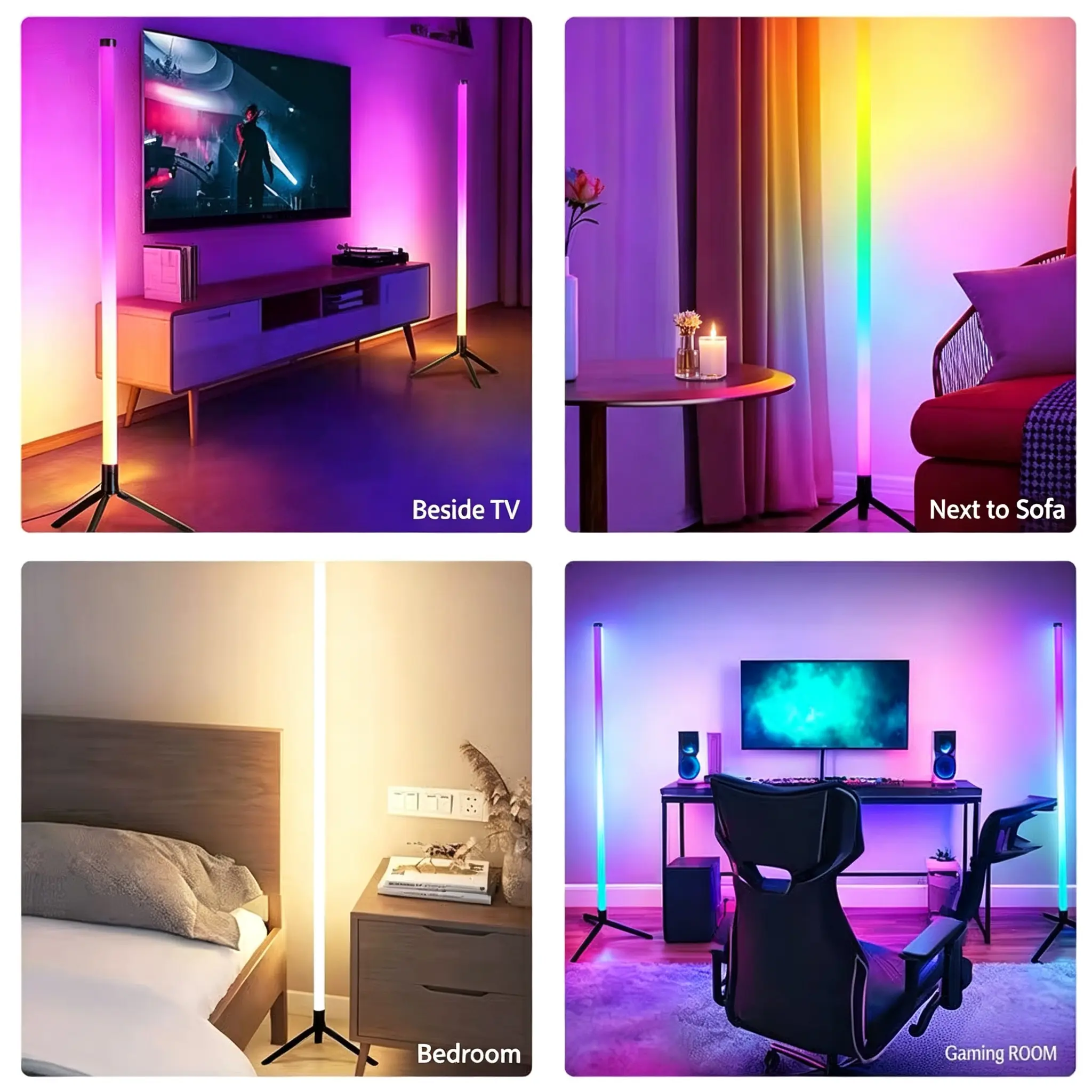 RGB Floor Atmosphere Lamp, Vertical LED Pickup Rhythm Light, Indoor & Outdoor Standing Floor Light, Suitable for Bedroom, E-sports Gaming Room, Live Streaming Decor Lighting