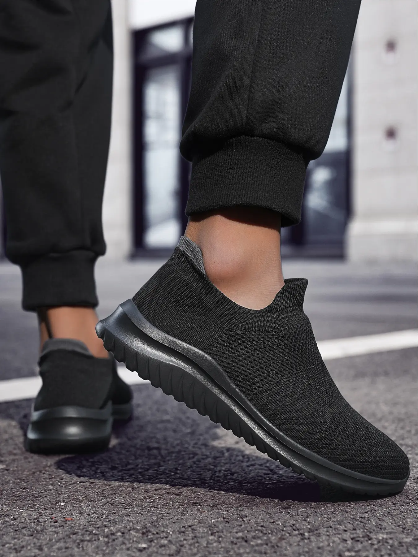 Unisex Flyknit Slip-On Casual Walking Shoes Trainer Training Sneaker Sports Shoes Knitted Elastic Collar Breathable Lightweight Non-Slip For Commute & Shopping