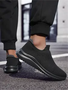 Unisex Flyknit Slip-On Casual Shoes Sneaker Knitted Elastic Collar Breathable Lightweight Non-Slip For Commute & Shopping