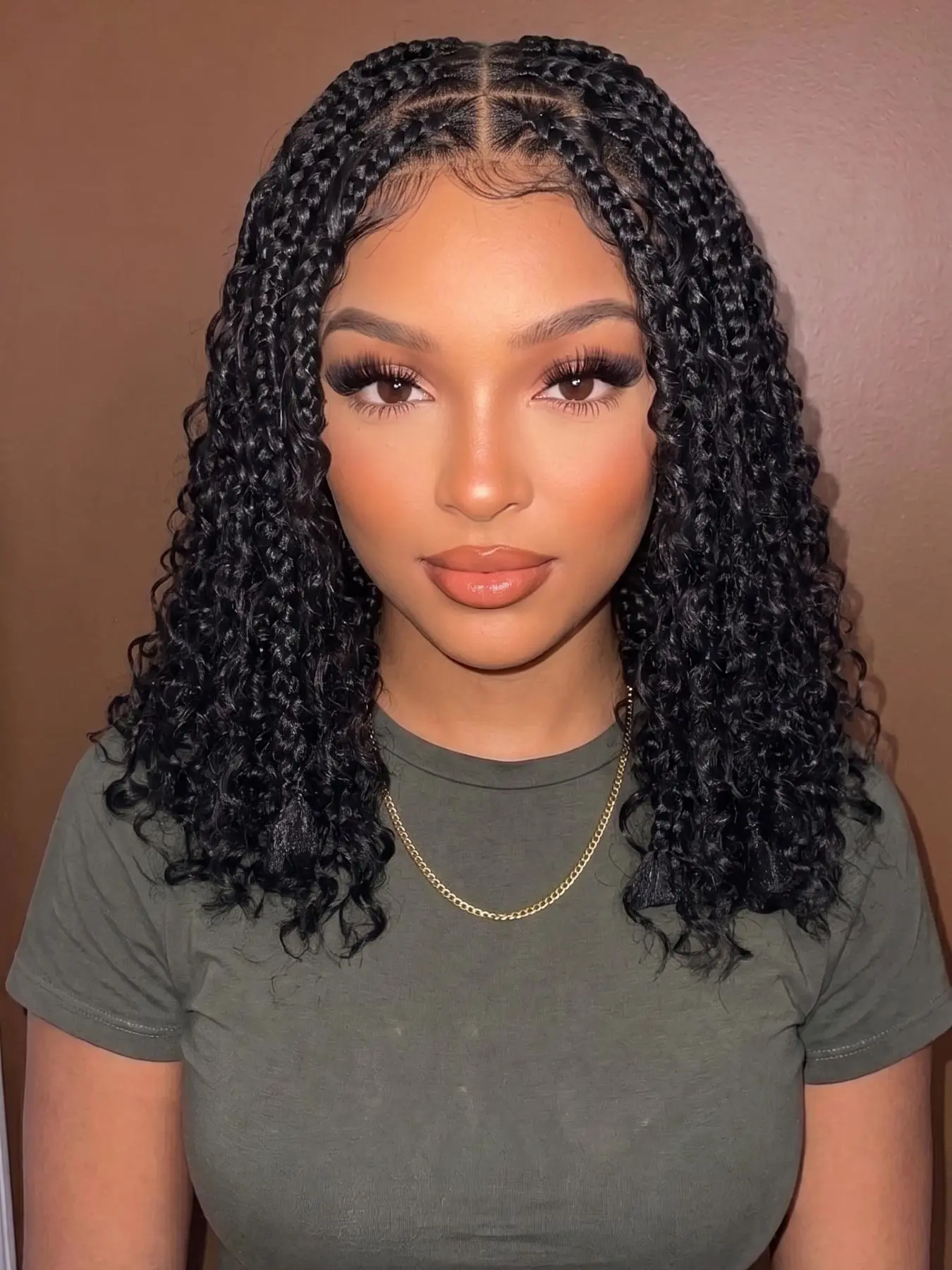 Knotless Box Boho Braided Wigs with Curly Ends Synthetic Full Lace Braided Lace Wigs Short Braided Bob Wig for Black Women With Baby Hair